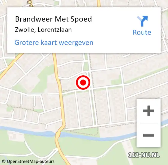 Locatie op kaart van de 112 melding: Brandweer Met Spoed Naar Zwolle, Lorentzlaan op 29 oktober 2017 07:48