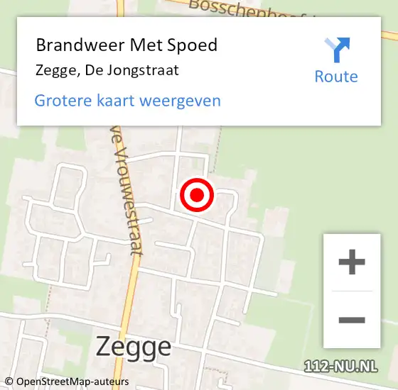 Locatie op kaart van de 112 melding: Brandweer Met Spoed Naar Zegge, De Jongstraat op 29 oktober 2017 07:50
