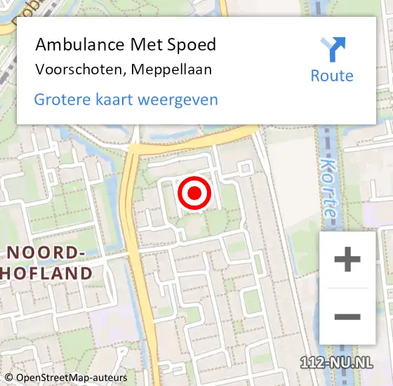 Locatie op kaart van de 112 melding: Ambulance Met Spoed Naar Voorschoten, Meppellaan op 29 oktober 2017 07:52