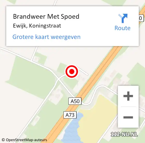 Locatie op kaart van de 112 melding: Brandweer Met Spoed Naar Ewijk, Koningstraat op 29 oktober 2017 07:58