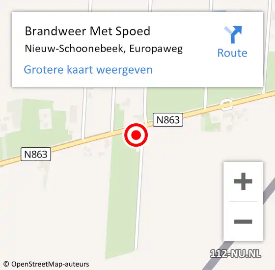 Locatie op kaart van de 112 melding: Brandweer Met Spoed Naar Nieuw-Schoonebeek, Europaweg op 29 oktober 2017 08:13