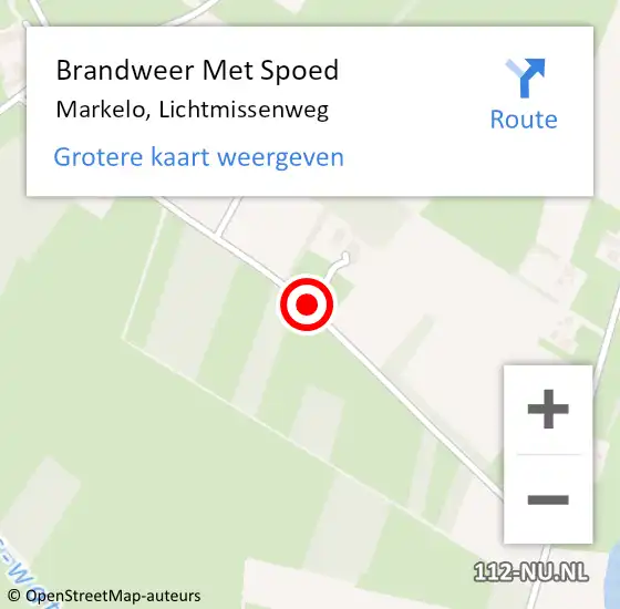 Locatie op kaart van de 112 melding: Brandweer Met Spoed Naar Markelo, Lichtmissenweg op 29 oktober 2017 08:21