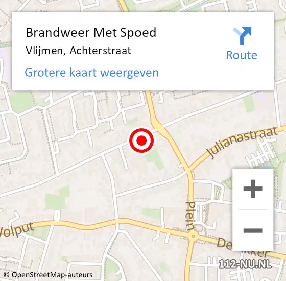 Locatie op kaart van de 112 melding: Brandweer Met Spoed Naar Vlijmen, Achterstraat op 29 oktober 2017 08:36