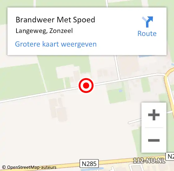 Locatie op kaart van de 112 melding: Brandweer Met Spoed Naar Langeweg, Zonzeel op 29 oktober 2017 08:46