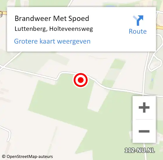 Locatie op kaart van de 112 melding: Brandweer Met Spoed Naar Luttenberg, Holteveensweg op 29 oktober 2017 08:46