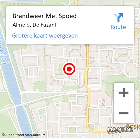 Locatie op kaart van de 112 melding: Brandweer Met Spoed Naar Almelo, De Fazant op 29 oktober 2017 08:54