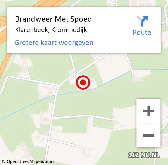 Locatie op kaart van de 112 melding: Brandweer Met Spoed Naar Klarenbeek, Krommedijk op 29 oktober 2017 09:00