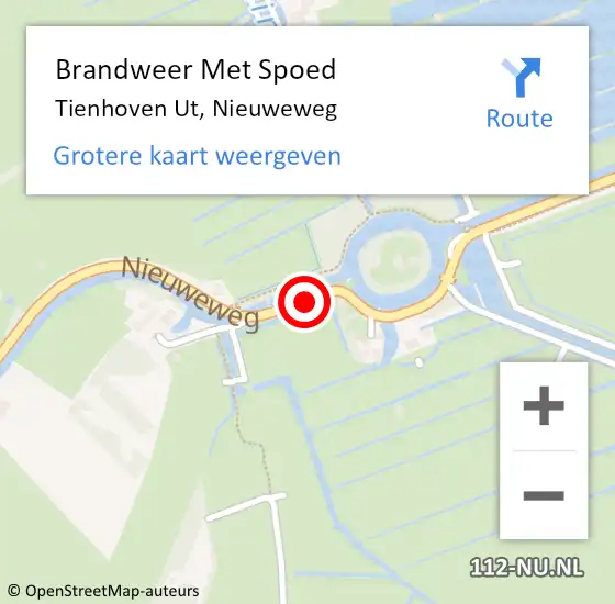 Locatie op kaart van de 112 melding: Brandweer Met Spoed Naar Tienhoven Ut, Nieuweweg op 29 oktober 2017 09:21