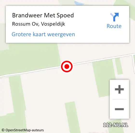 Locatie op kaart van de 112 melding: Brandweer Met Spoed Naar Rossum Ov, Vospeldijk op 29 oktober 2017 09:31