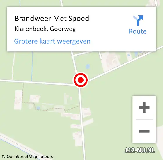 Locatie op kaart van de 112 melding: Brandweer Met Spoed Naar Klarenbeek, Goorweg op 29 oktober 2017 09:53