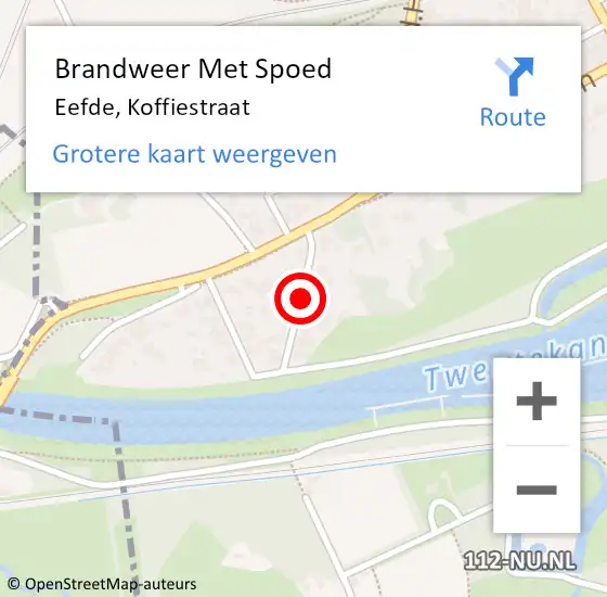 Locatie op kaart van de 112 melding: Brandweer Met Spoed Naar Eefde, Koffiestraat op 29 oktober 2017 09:54