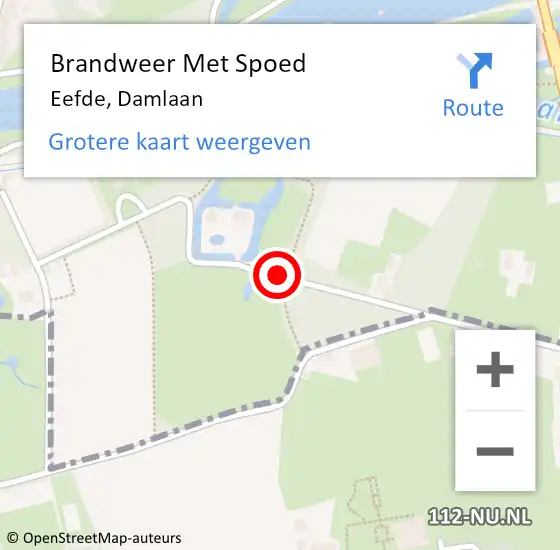 Locatie op kaart van de 112 melding: Brandweer Met Spoed Naar Eefde, Damlaan op 29 oktober 2017 10:08