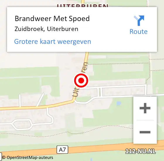 Locatie op kaart van de 112 melding: Brandweer Met Spoed Naar Zuidbroek, Uiterburen op 29 oktober 2017 10:09