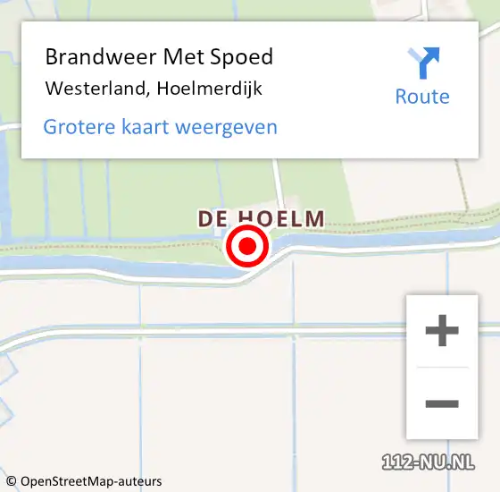 Locatie op kaart van de 112 melding: Brandweer Met Spoed Naar Westerland, Hoelmerdijk op 29 oktober 2017 10:15