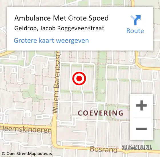 Locatie op kaart van de 112 melding: Ambulance Met Grote Spoed Naar Geldrop, Jacob Roggeveenstraat op 29 oktober 2017 10:20