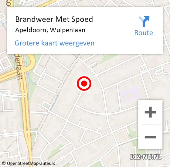 Locatie op kaart van de 112 melding: Brandweer Met Spoed Naar Apeldoorn, Wulpenlaan op 29 oktober 2017 11:01