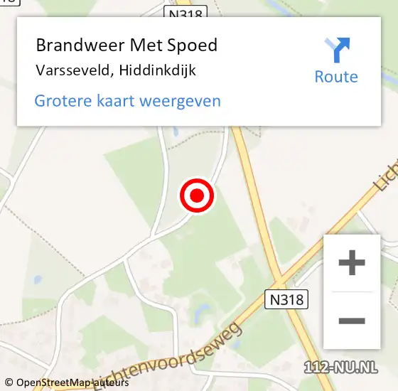 Locatie op kaart van de 112 melding: Brandweer Met Spoed Naar Varsseveld, Hiddinkdijk op 29 oktober 2017 11:07