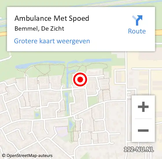 Locatie op kaart van de 112 melding: Ambulance Met Spoed Naar Bemmel, De Zicht op 29 oktober 2017 11:18