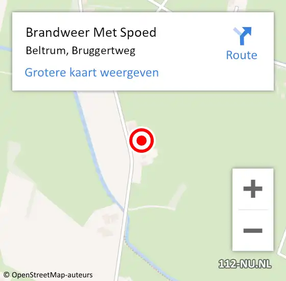 Locatie op kaart van de 112 melding: Brandweer Met Spoed Naar Beltrum, Bruggertweg op 29 oktober 2017 11:19