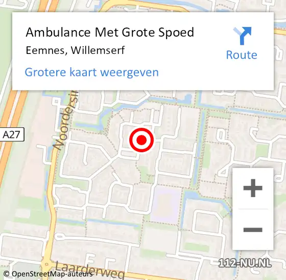 Locatie op kaart van de 112 melding: Ambulance Met Grote Spoed Naar Eemnes, Willemserf op 29 oktober 2017 11:44