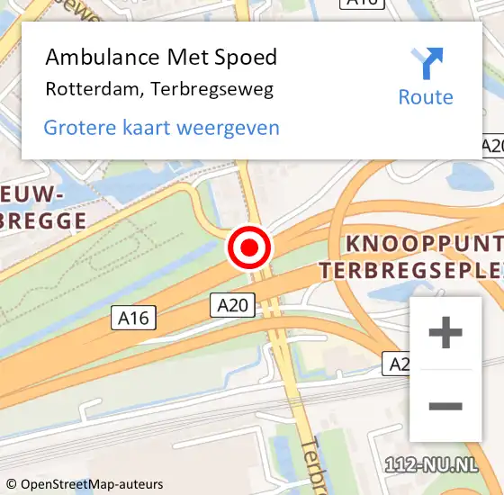 Locatie op kaart van de 112 melding: Ambulance Met Spoed Naar Rotterdam, Terbregseweg op 29 oktober 2017 11:47
