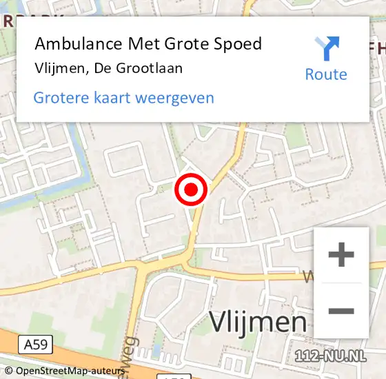 Locatie op kaart van de 112 melding: Ambulance Met Grote Spoed Naar Vlijmen, De Grootlaan op 29 oktober 2017 12:07