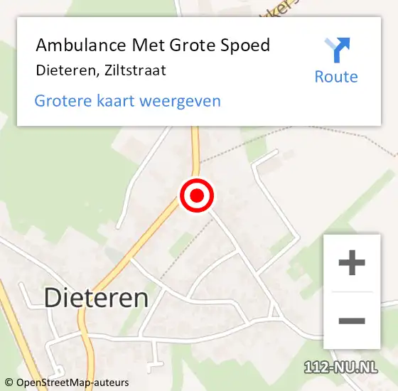 Locatie op kaart van de 112 melding: Ambulance Met Grote Spoed Naar Dieteren, Ziltstraat op 29 oktober 2017 12:09