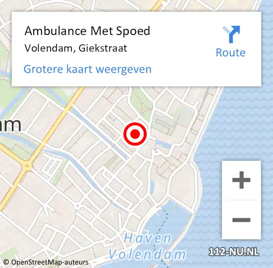 Locatie op kaart van de 112 melding: Ambulance Met Spoed Naar Volendam, Giekstraat op 29 oktober 2017 12:53