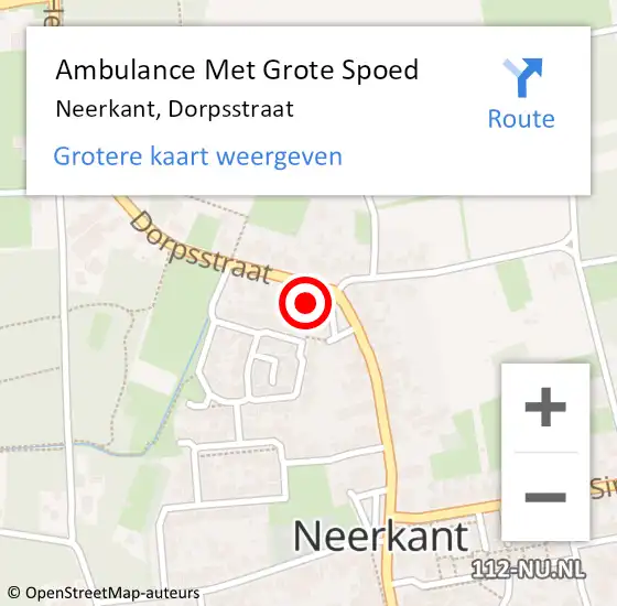 Locatie op kaart van de 112 melding: Ambulance Met Grote Spoed Naar Neerkant, Dorpsstraat op 29 oktober 2017 13:13