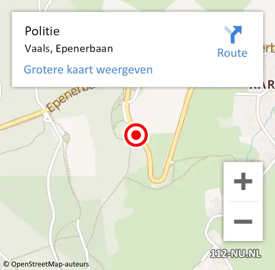 Locatie op kaart van de 112 melding: Politie Vaals, Epenerbaan op 29 oktober 2017 13:31