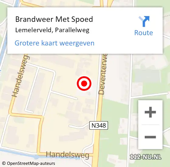 Locatie op kaart van de 112 melding: Brandweer Met Spoed Naar Lemelerveld, Parallelweg op 29 oktober 2017 13:41