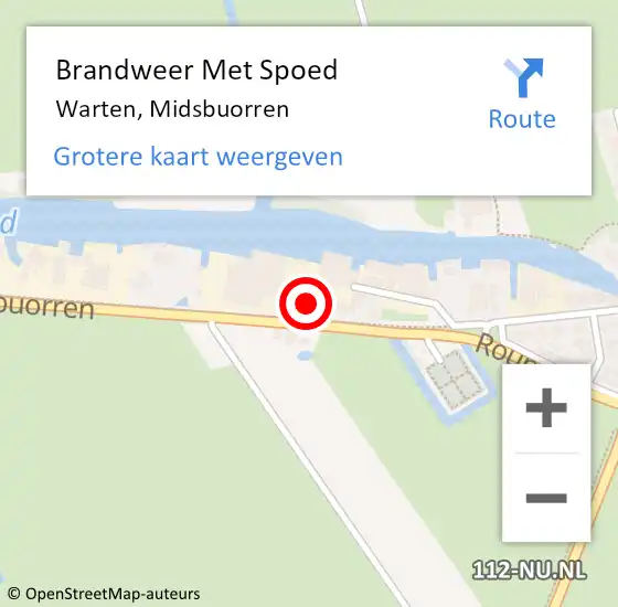 Locatie op kaart van de 112 melding: Brandweer Met Spoed Naar Warten, Midsbuorren op 29 oktober 2017 14:36