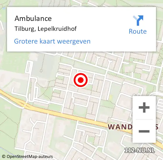 Locatie op kaart van de 112 melding: Ambulance Tilburg, Lepelkruidhof op 29 oktober 2017 15:01