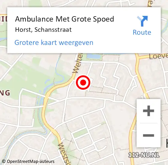 Locatie op kaart van de 112 melding: Ambulance Met Grote Spoed Naar Horst, Schansstraat op 29 oktober 2017 15:25