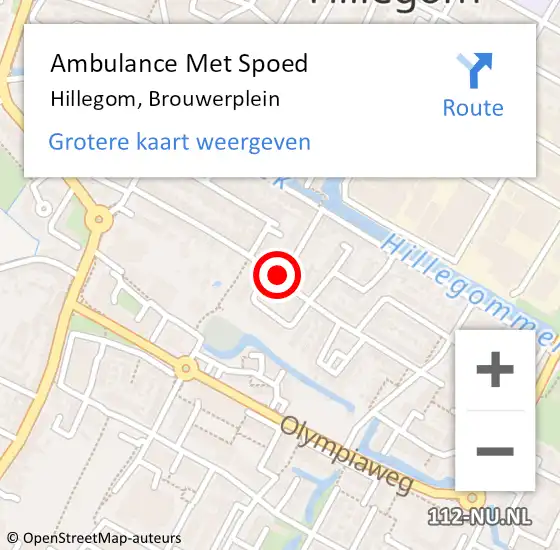 Locatie op kaart van de 112 melding: Ambulance Met Spoed Naar Hillegom, Brouwerplein op 29 oktober 2017 16:37