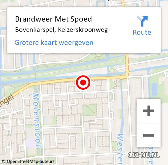 Locatie op kaart van de 112 melding: Brandweer Met Spoed Naar Bovenkarspel, Keizerskroonweg op 29 oktober 2017 16:38