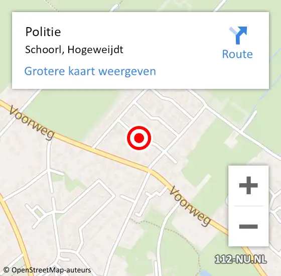 Locatie op kaart van de 112 melding: Politie Schoorl, Hogeweijdt op 29 oktober 2017 17:13