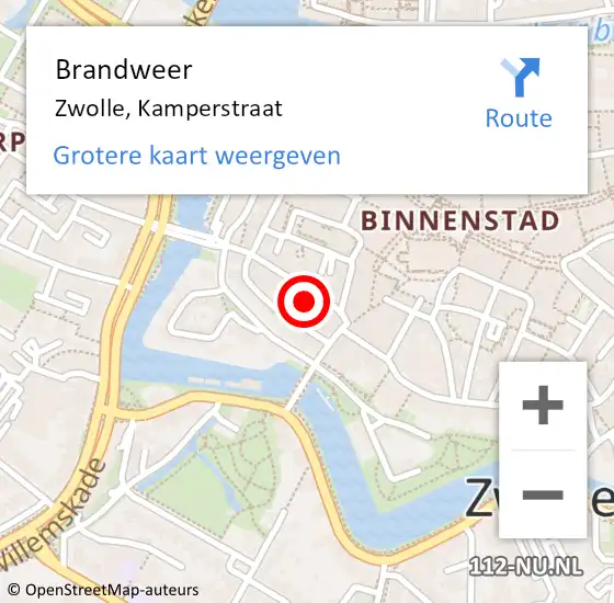 Locatie op kaart van de 112 melding: Brandweer Zwolle, Kamperstraat op 29 oktober 2017 17:20