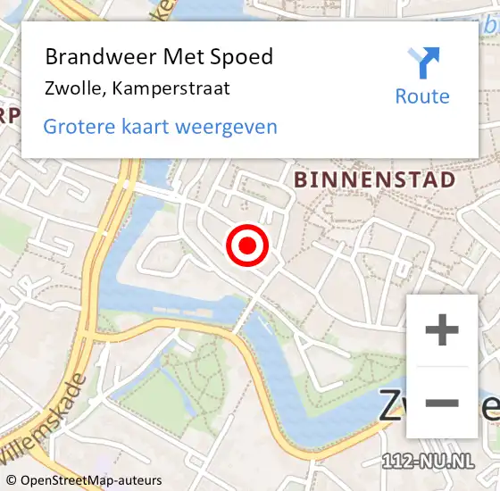 Locatie op kaart van de 112 melding: Brandweer Met Spoed Naar Zwolle, Kamperstraat op 29 oktober 2017 17:26