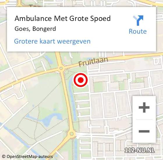 Locatie op kaart van de 112 melding: Ambulance Met Grote Spoed Naar Goes, Bongerd op 29 oktober 2017 17:39