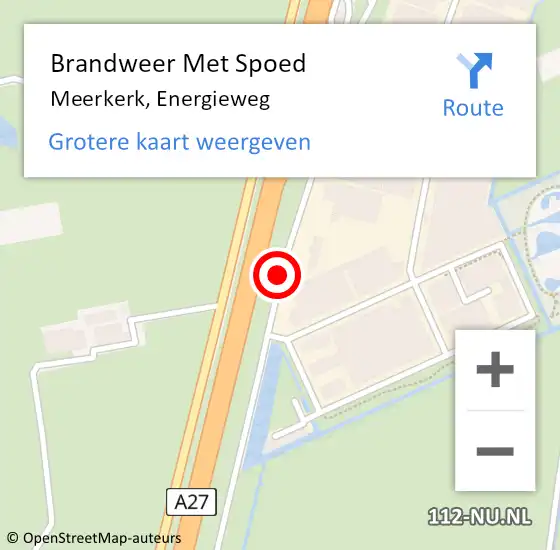 Locatie op kaart van de 112 melding: Brandweer Met Spoed Naar Meerkerk, Energieweg op 29 oktober 2017 17:59