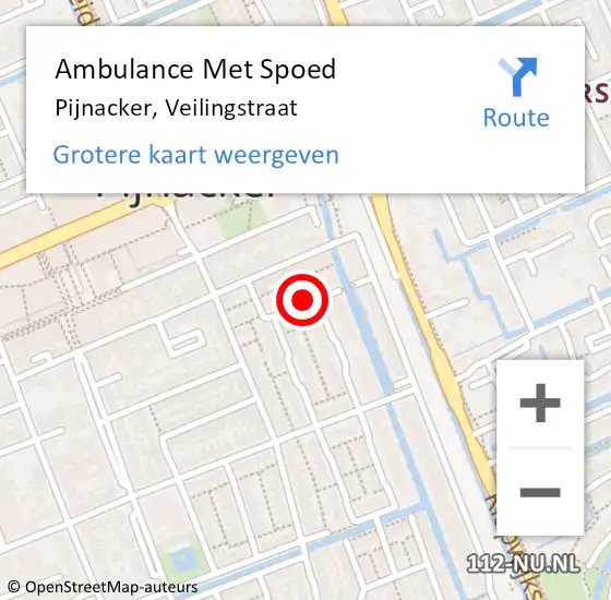 Locatie op kaart van de 112 melding: Ambulance Met Spoed Naar Pijnacker, Veilingstraat op 29 oktober 2017 18:03