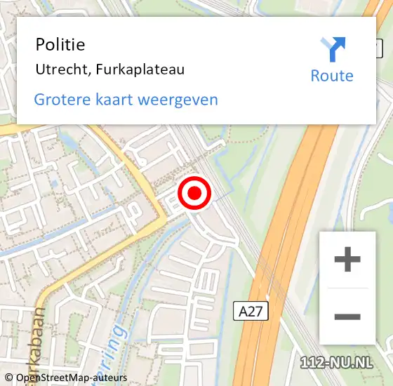 Locatie op kaart van de 112 melding: Politie Utrecht, Furkaplateau op 29 oktober 2017 18:21