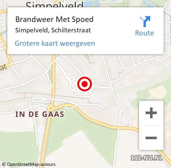 Locatie op kaart van de 112 melding: Brandweer Met Spoed Naar Simpelveld, Schilterstraat op 29 oktober 2017 18:37