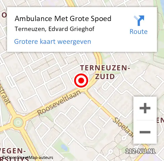 Locatie op kaart van de 112 melding: Ambulance Met Grote Spoed Naar Terneuzen, Edvard Grieghof op 29 oktober 2017 19:03