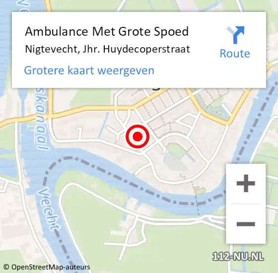 Locatie op kaart van de 112 melding: Ambulance Met Grote Spoed Naar Nigtevecht, Jhr. Huydecoperstraat op 29 oktober 2017 19:46