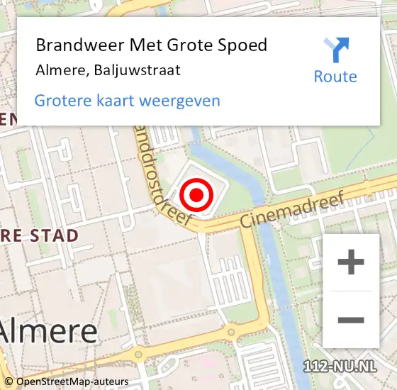 Locatie op kaart van de 112 melding: Brandweer Met Grote Spoed Naar Almere, Baljuwstraat op 29 oktober 2017 20:02