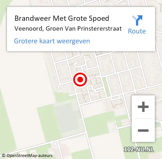 Locatie op kaart van de 112 melding: Brandweer Met Grote Spoed Naar Veenoord, Groen Van Prinstererstraat op 29 oktober 2017 20:15