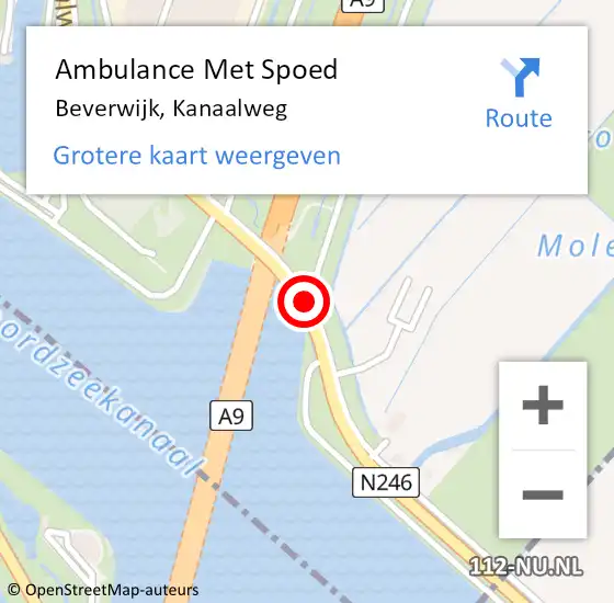Locatie op kaart van de 112 melding: Ambulance Met Spoed Naar Beverwijk, Kanaalweg op 29 oktober 2017 20:36