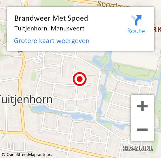 Locatie op kaart van de 112 melding: Brandweer Met Spoed Naar Tuitjenhorn, Manusveert op 29 oktober 2017 20:44